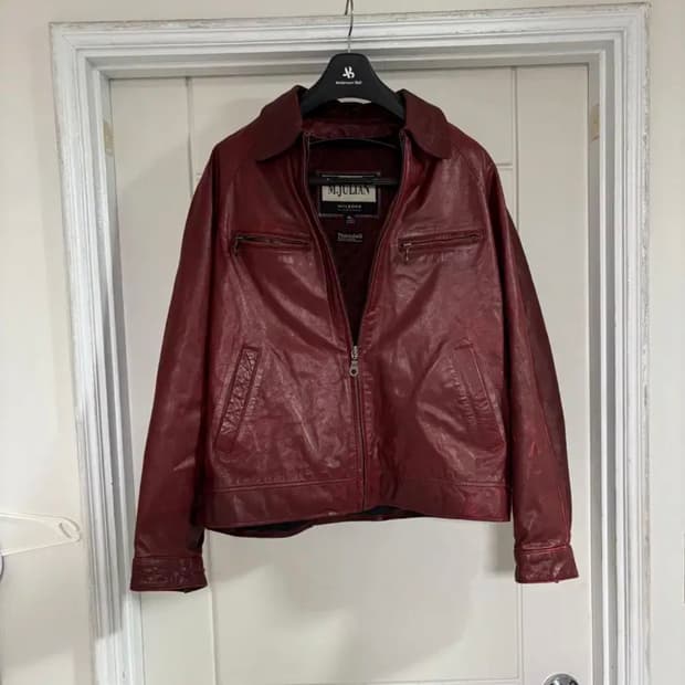 M. JULIAN / 레드 카우하이드 크롭 트러커 자켓 / 2xl 110