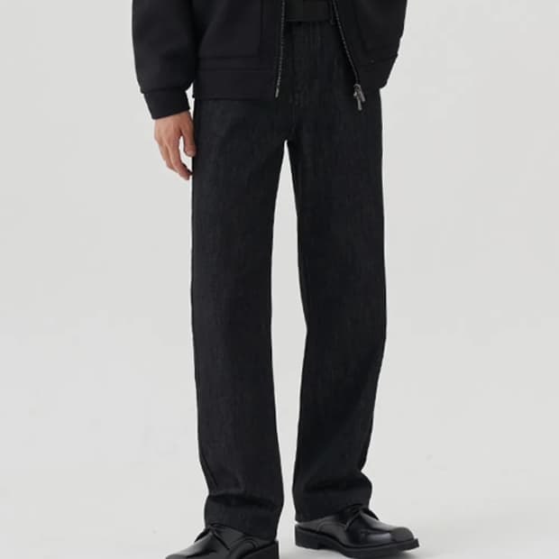 토피 와이드 데님팬츠 블랙