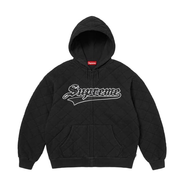 슈프림 퀼티드 집업 후드 스웨트셔츠 블랙 - 25FW