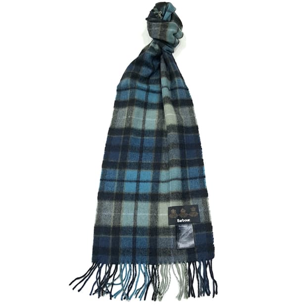 MX632 바버 울캐시미어 타탄체크 네이비 머플러 목도리