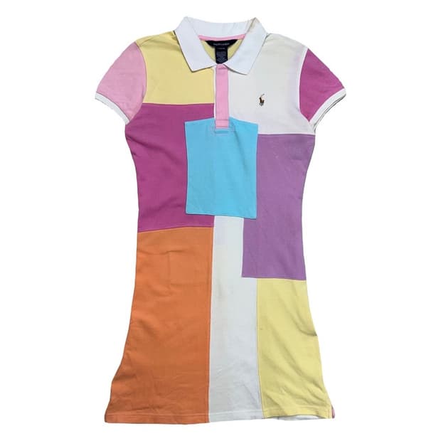 POLO RALPH LAUREN 걸즈 파스텔 패치워크 원피스 L
