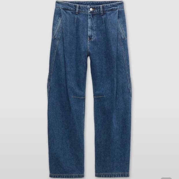 쿠어 딥플리츠 커브드 데님 L