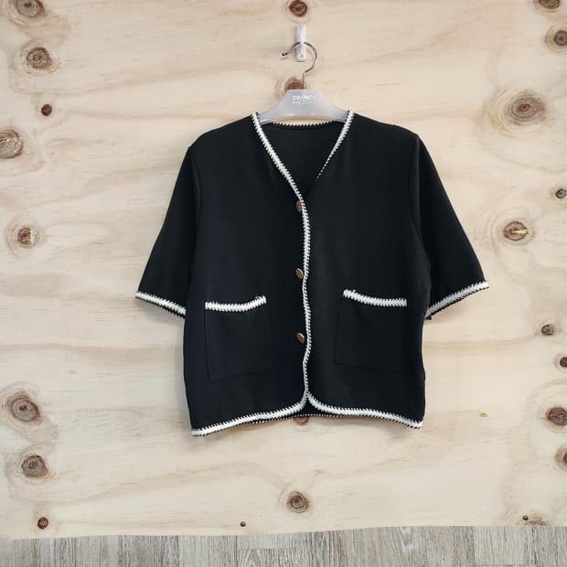 1070) 트위드포인트 반팔 가디건