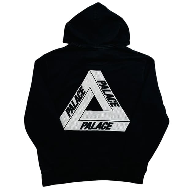 팔라스 트라이메쉬 빅 자수 로고 블랙 후드티 XL