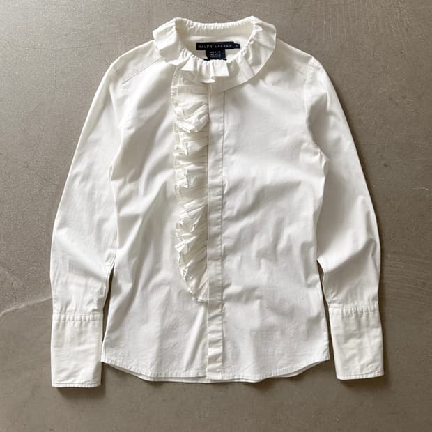 Ralph Lauren Ruffle Front Cotton Blouse