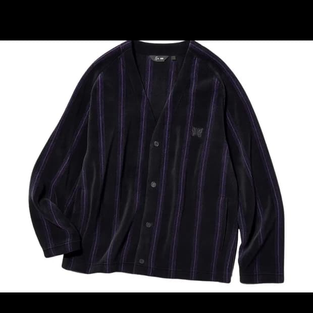 유니클로 니들스 블랙 스트라이프 가디건 L