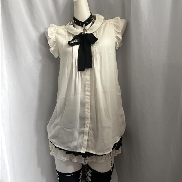 Japanese vintage 리본 슬리브리스 공겜여주 