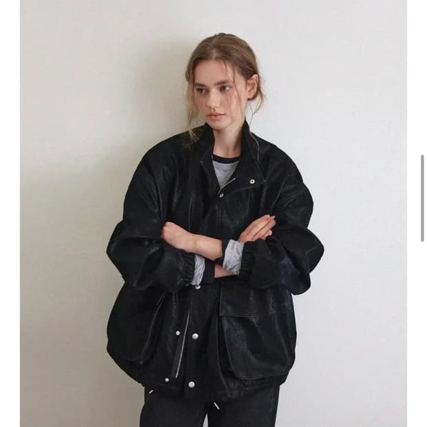 하네 오버핏 필드 숏 레더자켓