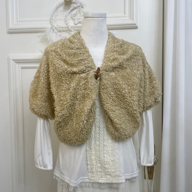 beige fur cute mini cape