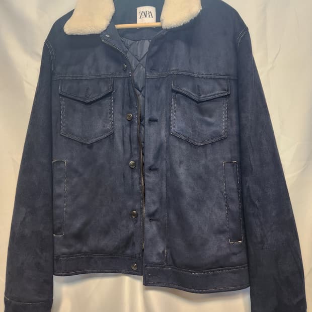 자라 스웨이드 누빔 자켓 퍼 탈부착 L