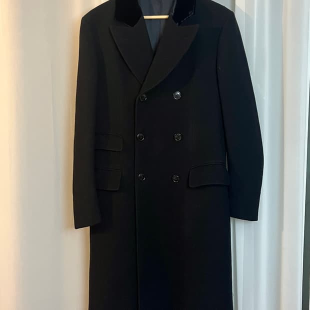 00s 엠포리오 아르마니 더블 체스터필드 벨벳 코트
