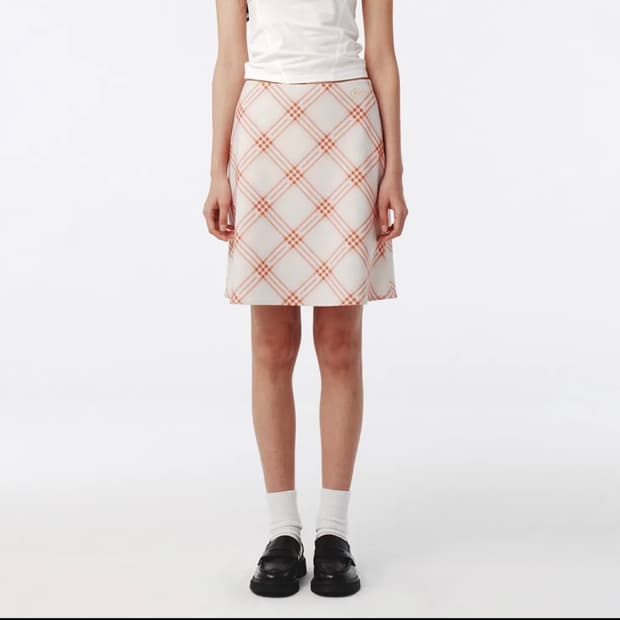 Kijun check skirt (orange)