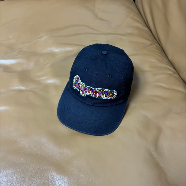 Supreme 슈프림 블랙 6패널 볼캡 모자 (Washed Black)