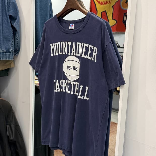 90s Russell 러셀 BASKETBALL 페이딩 티셔츠 (USA)