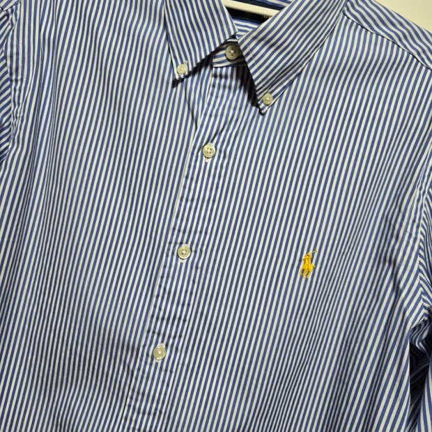 폴로 랄프로렌 남성 블루 스트라이프 셔츠(M사이즈)
