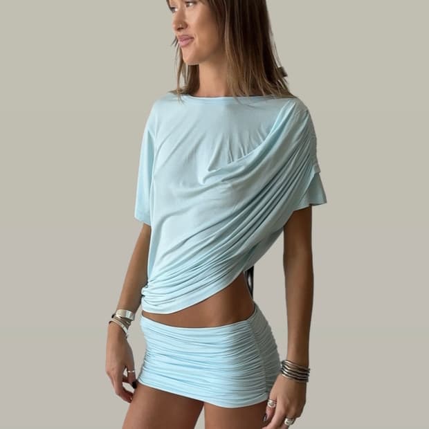 [S,M]기마구아스 Daria 드레이프 탑/블루