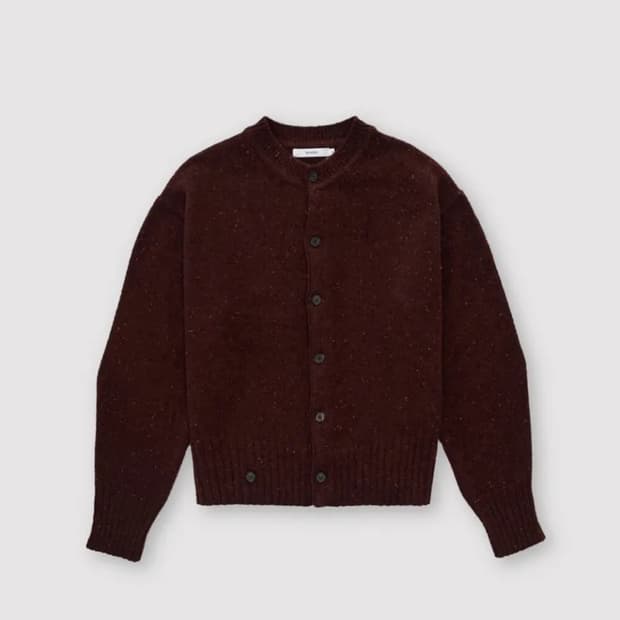 MODIFIED WOOL ROUND CARDIGAN - BRICK RED