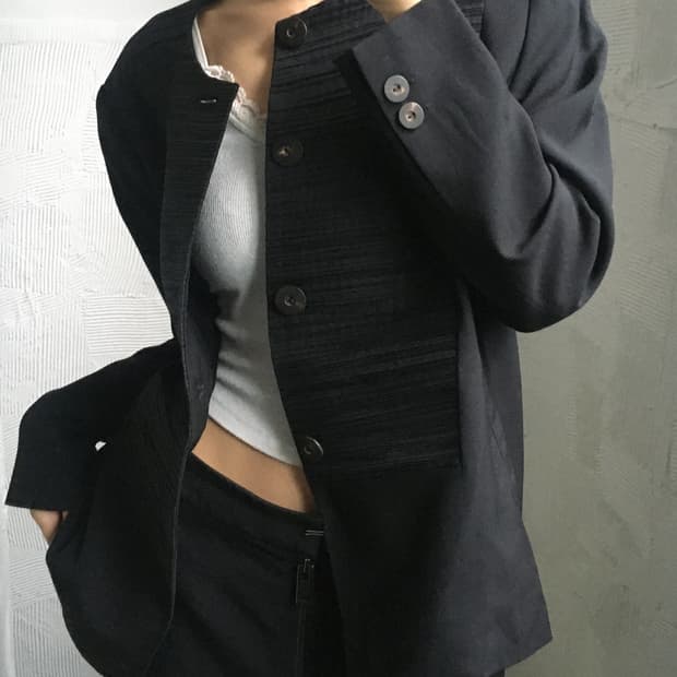 Issey Miyake 이세이미야케 플리츠 블랙 가디건 