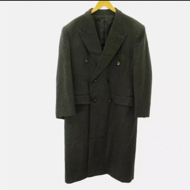 퓨어 캐시미어 100% 롱코트 테일러드 카키이쉬 차콜 / 54 2xl