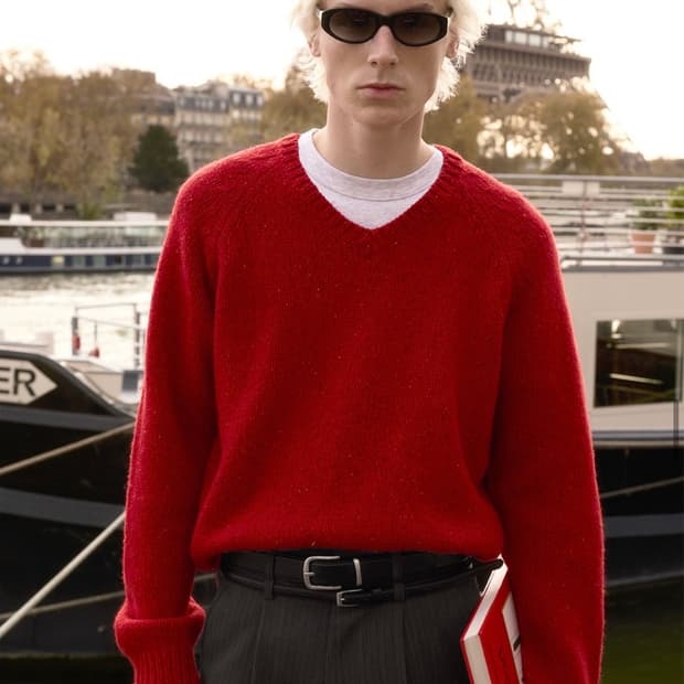 (L) Stu 브이넥 울니트 레드