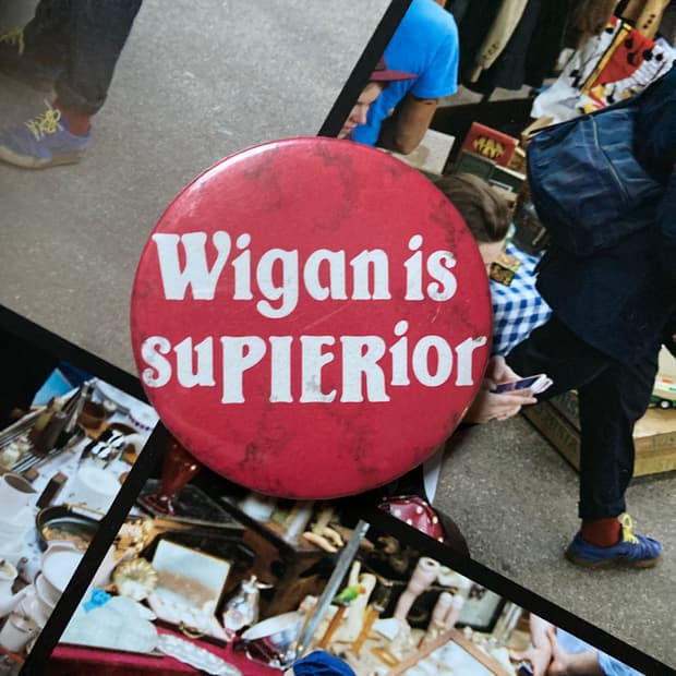 빈티지 wigan 레터링 프린팅 핀 버튼 뱃지 브로치 악세사리