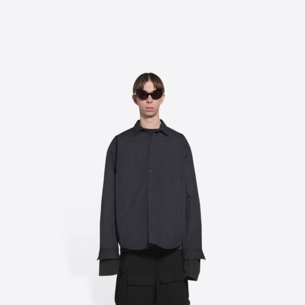 [46] 발렌시아가 오버핏 패디드 셔츠 다크네이비