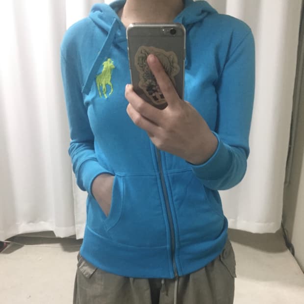 폴로 랄프로렌 하늘 형광 빅포니 딱붙 후드집업