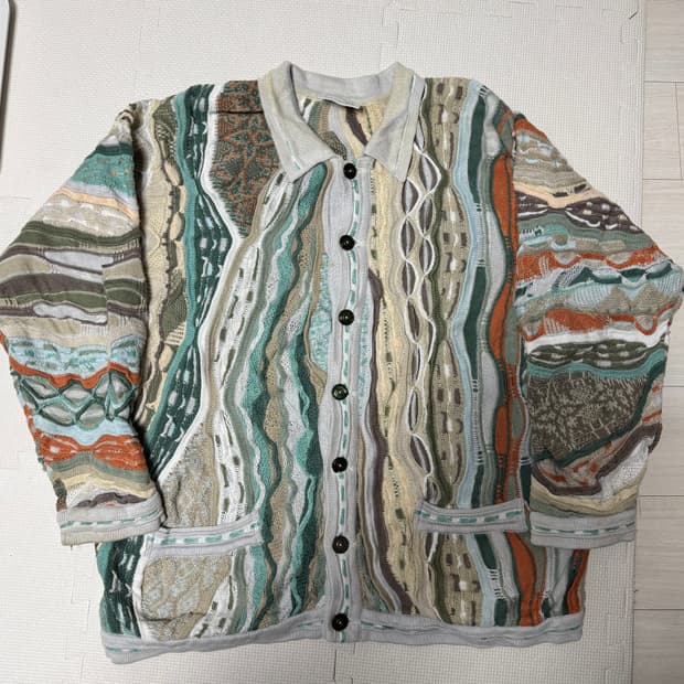 90s cooji 쿠지 3D 니트 가디건