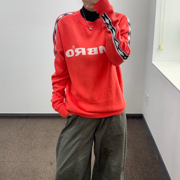 Umbro 엄브로 화이트 로고 오렌지 니트