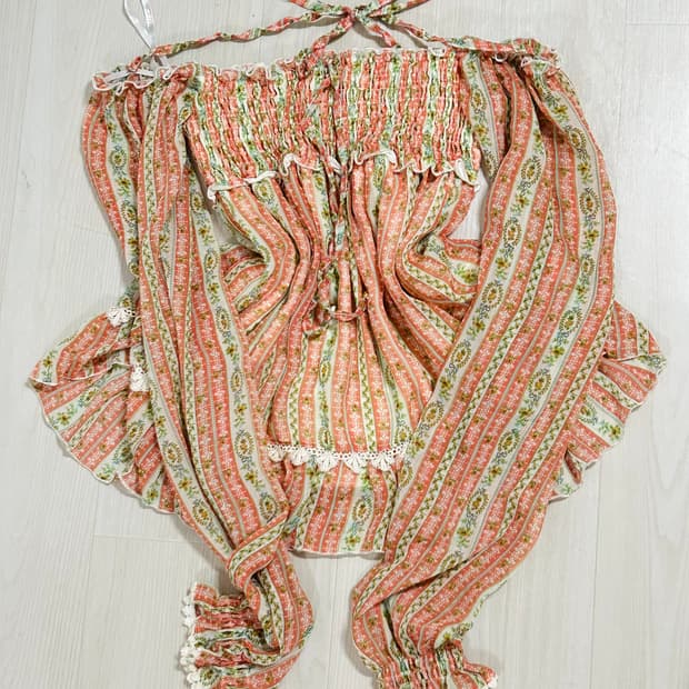 🍊리즈리사 고전 페어리 플로럴 오프숄더 탑💚