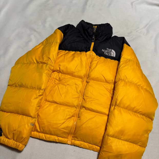 90 노스페이스 눕시 옐로우 패딩