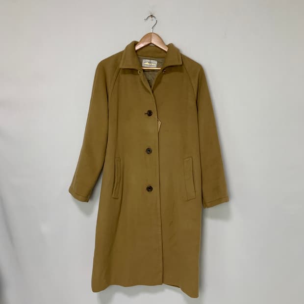 캐시미어 100 카멜 베이지 빈티지 버튼 롱 코트