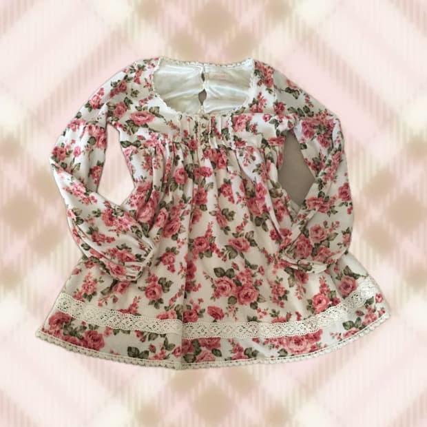 리즈리사 플로럴 레이스 리본 원피스 라떼 히메 갸루 러블리 로걀 빈티지