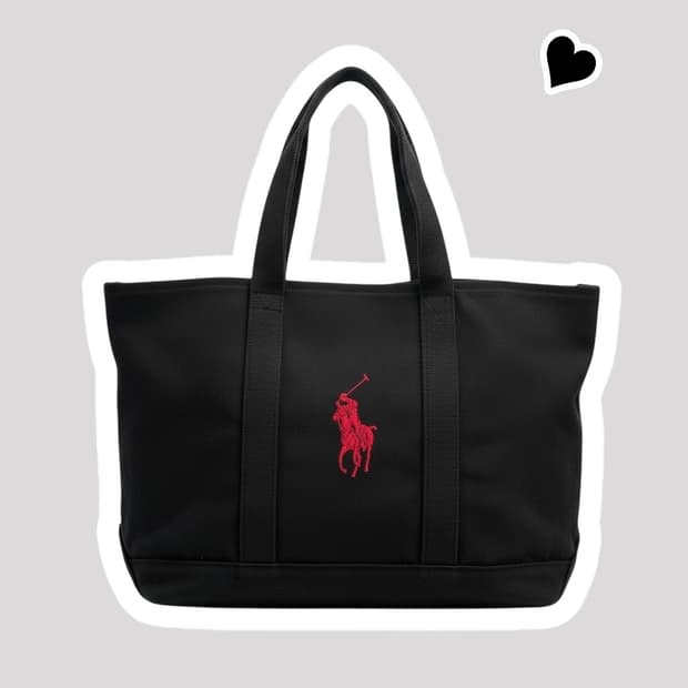 폴로 랄프로렌 캔버스 블랙 빅폴로니 토트백