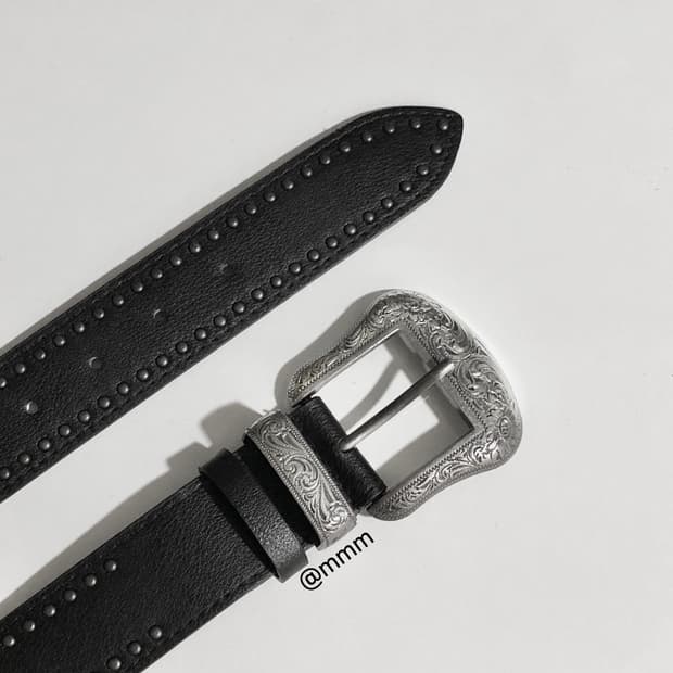 [Unisex] 웨스턴 엔틱 장식 가죽 벨트