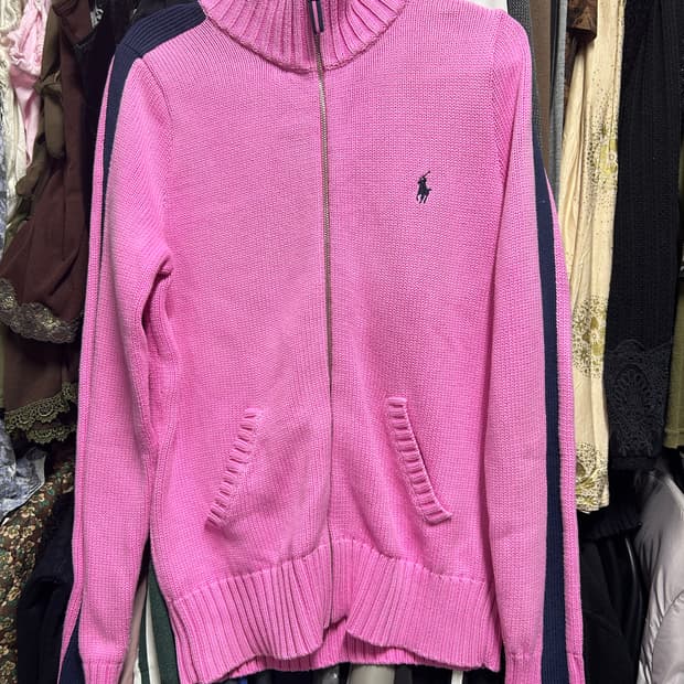폴로 랄프로렌 핑크 니트 집업