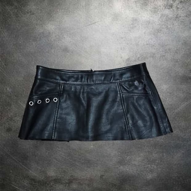 [Custom] Cutted leather mini skirt