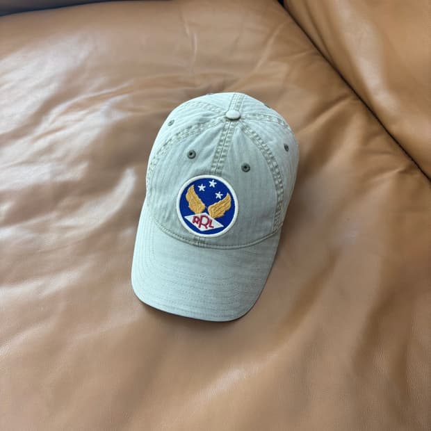 RRL 더블알엘 랄프로렌 폴로 윙로고 6패널 볼캡 모자 워시드 카키