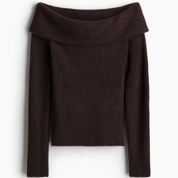 H&M 립 니트 오프숄더 탑