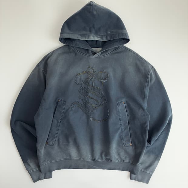 Satur 세터 피그번트 아플리케 워싱 가먼츠다잉 후드티