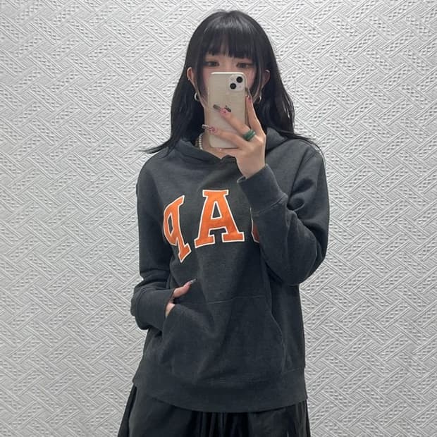 갭 올드스쿨 레트로 빈티지 Y2K 오렌지 후드티 XXL C11735