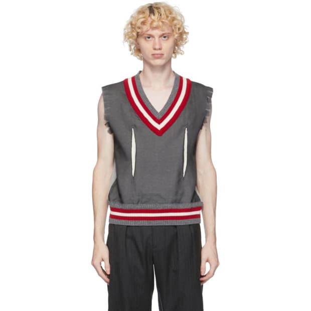 메종 마르지엘라 그레이 실크 오버레이 베스트 52