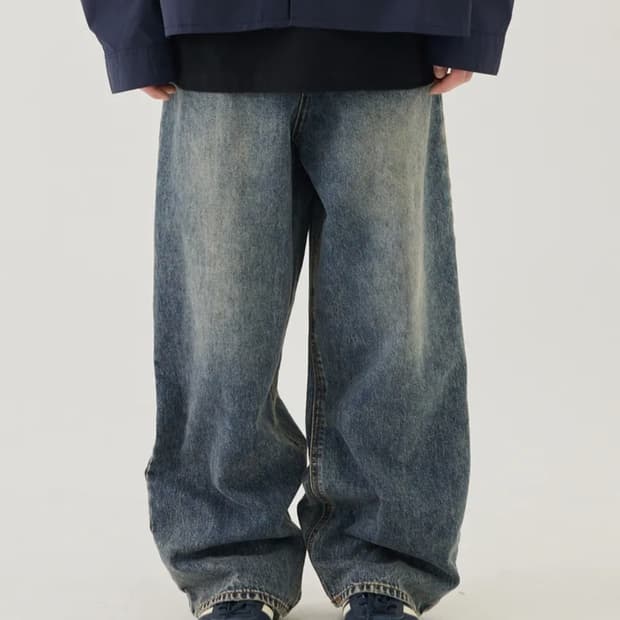 (48)이스트서비스샵 크리즈 워싱 데님 팬츠