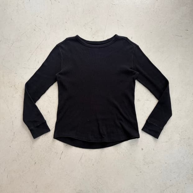 GAP 갭 빈티지 와플 롱슬리브 블랙