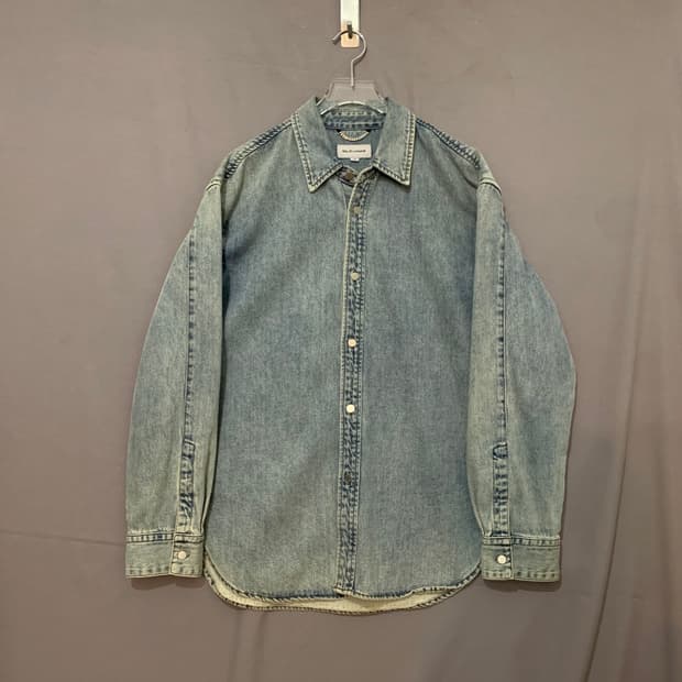 48 솔리드옴므 19 워싱 청남방 데님 셔츠 자켓 셔켓