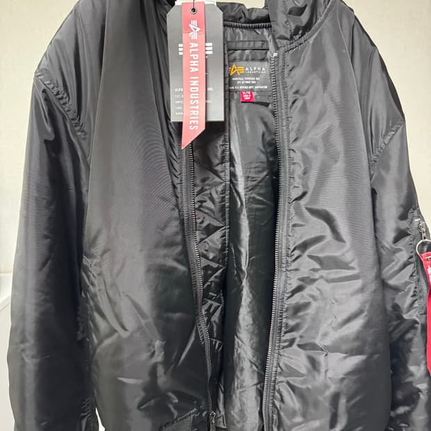 XL 알파인더스트리 MA-1 Hooded Oxford 항공점퍼 블랙