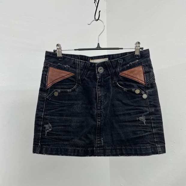 로리타 흑청 데님 스커트