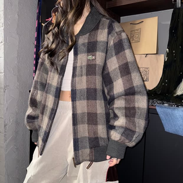 Lacoste 라코스테 모직 체크 블루종