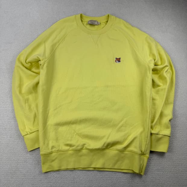메종키츠네 20SS 폭스 헤드 패치 맨투맨 레몬