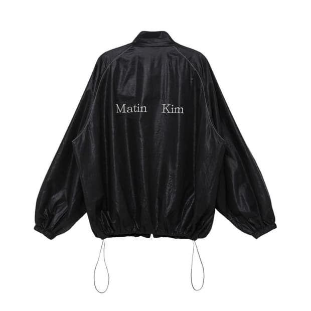 마뗑킴 로고 코팅 점퍼 블랙 바람막이